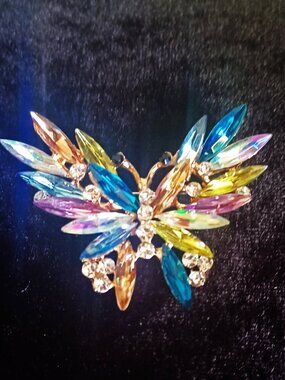 NWOT Rhinestone Butterfly Brooch - Multi Colored